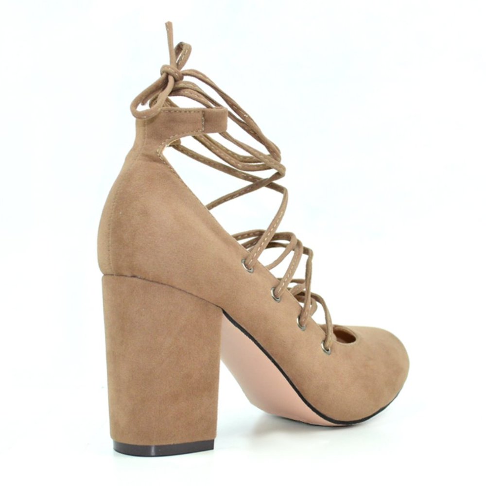 Women's Closed Toe Lace-up Chunky Heel Casual Pump - Picture 3 of 4